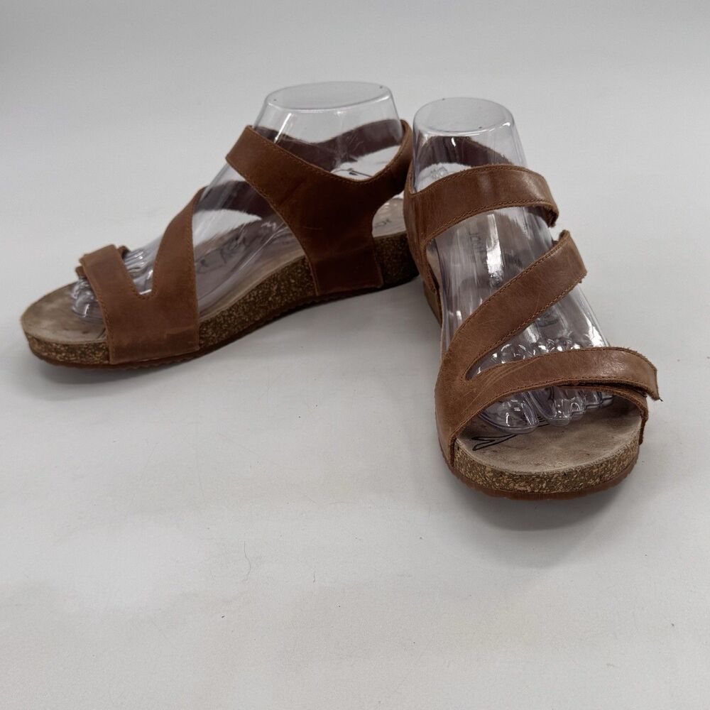Josef Seibel Tonga 25 Brown Camel Leather Cork Sole Womens Sandals Sz 39 EU